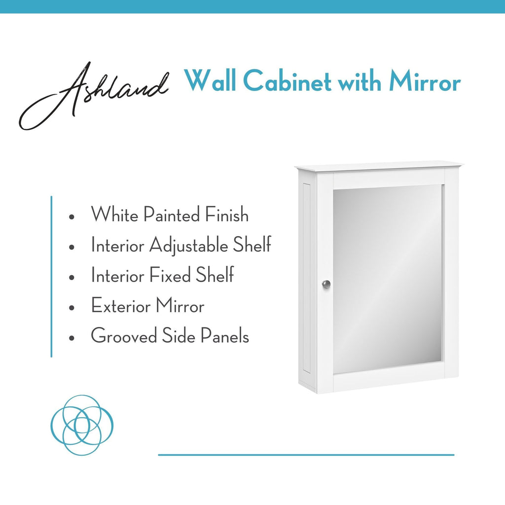 Ashland Bathroom Wall Mount Medicine Cabinet with Mirror, White