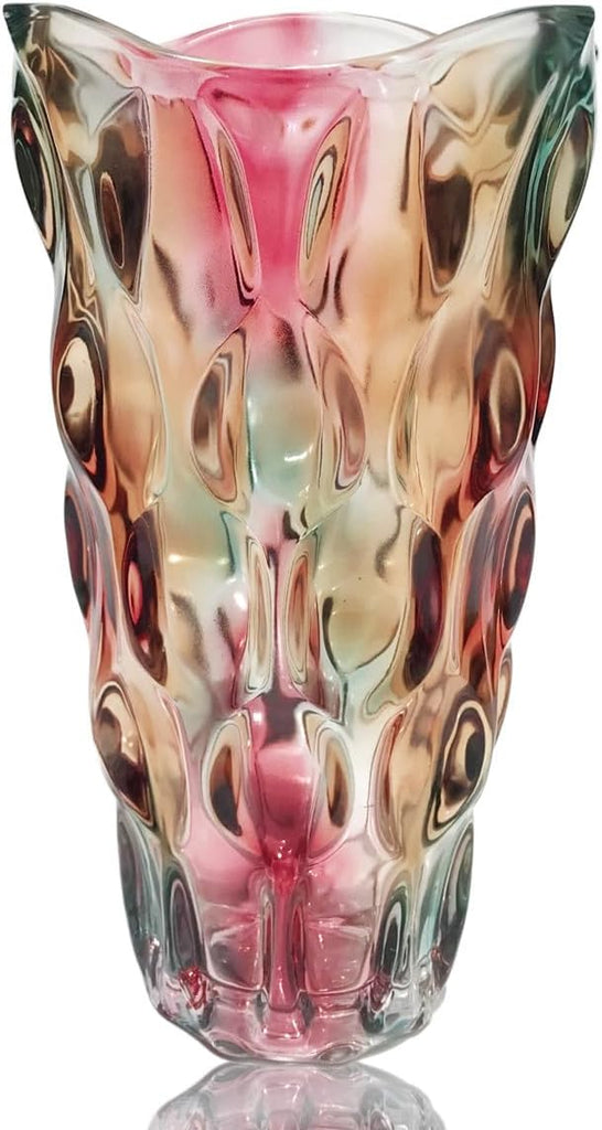 Heavy Flower Glass Vase Thickened 3.5lb 9.5inch Sparkle vase Bohemian Style, for Centerpieces