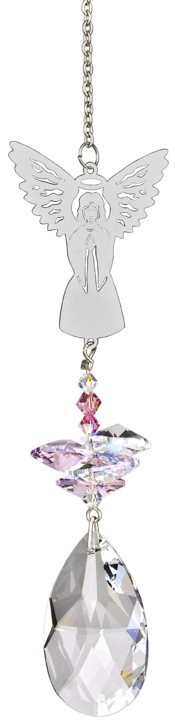 Chimes Sun Catcher Crystal Fantasy, 4.5" Angel Crystal Suncatcher Pink Hanging Window Prism for Indoor Kitchen Office