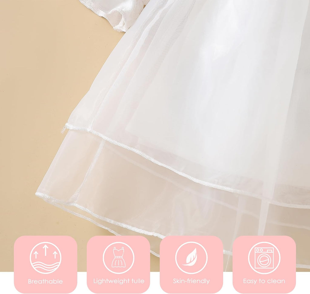 Newborn Baby Girl Christening Dress White Baptism Lace Short Sleeve Fall Wedding Dresses with Bonnet Outfit