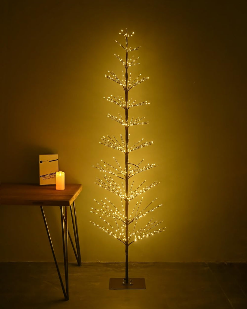 Birch Tree Light 7 Feet 736L LED Artificial Tree Christmas Decorations Lighted Tree Party Festival and Outdoor Use