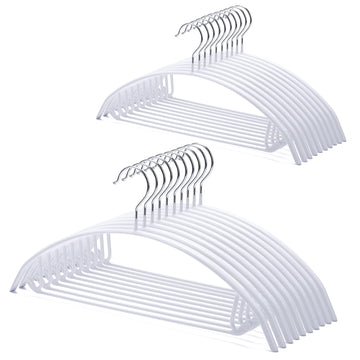 Non Slip PVC Coating Sweater Hangers, Dress Suit Coat Hangers, Shoulder Bump Free Golf T Shirts Clothes Hangers (White