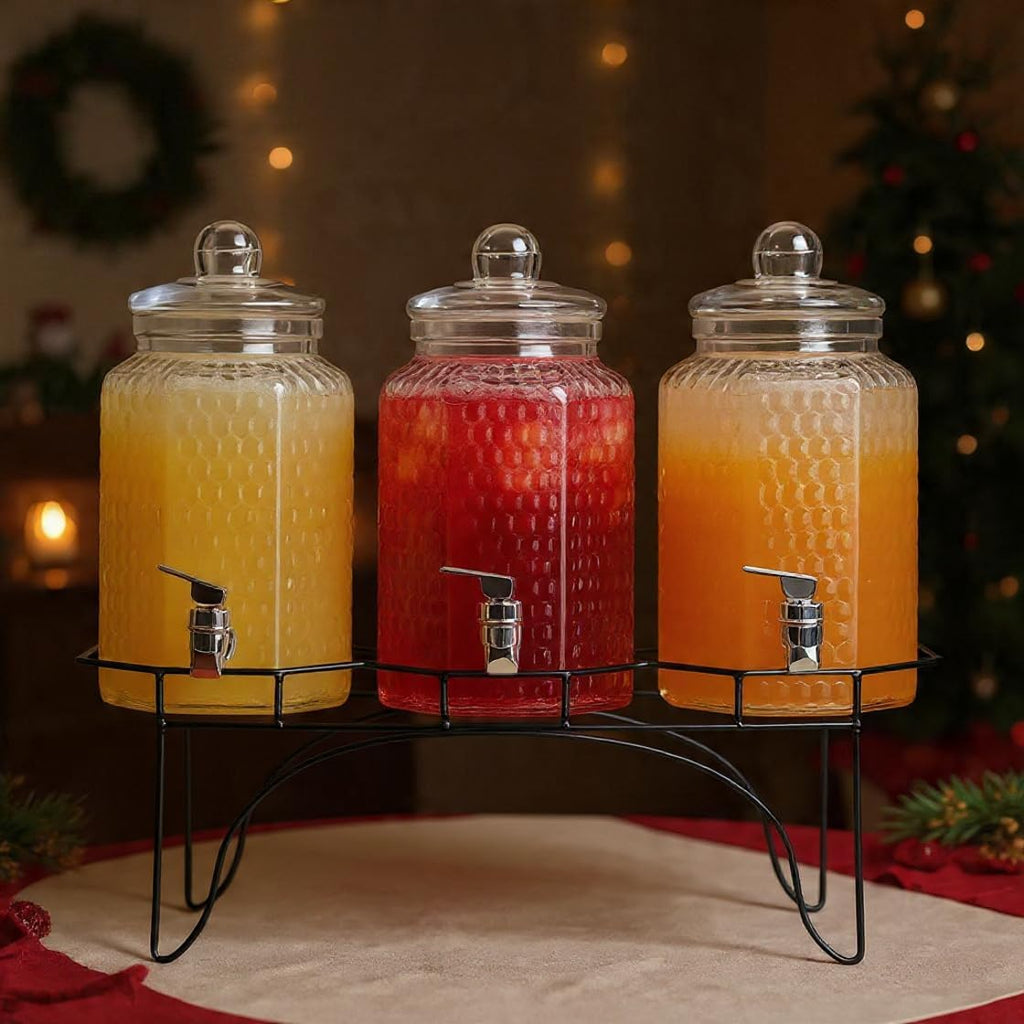 Drink Dispenser - Beverage Dispenser with Stand - for Lemonade, Juice, Water, Iced Tea, Punch - 1-Gallon - Set of 3