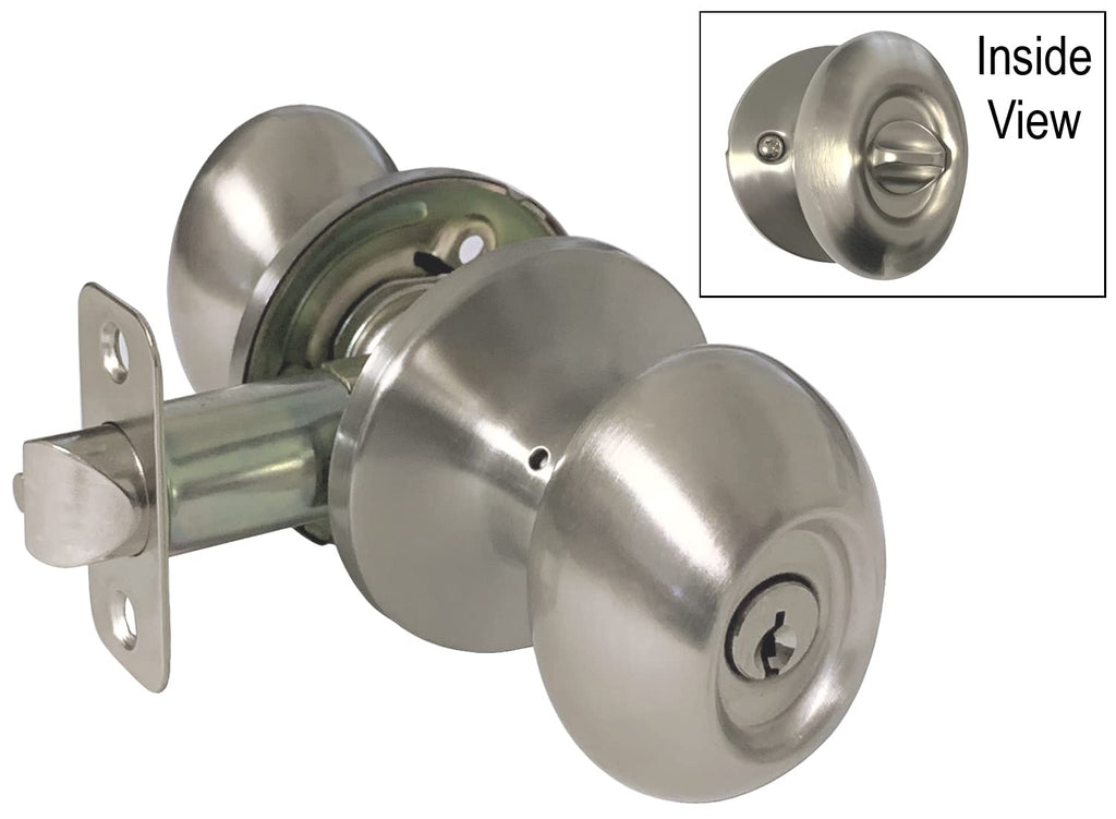 Satin Nickel Lock Door Oval Egg Shaped Style Knob Handle Entry/Privacy/Passage/Dummy/Deadbolt 6093DC (Entry Entrance