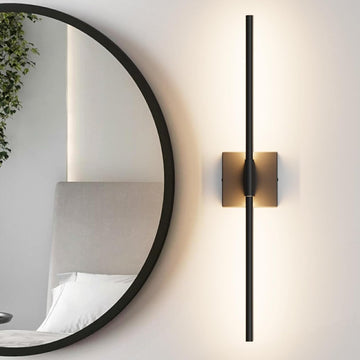 28In Hardwired Black Wall Sconce Modern Vantiy Light LED Bathroom Light Fixtures Over Mirror 3000K 360° Rotatable