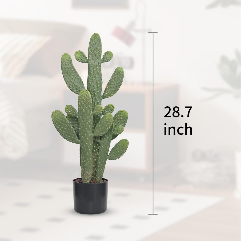 Artificial Cactus Plant, 28.7 inch Tall Faux Potted Cactus with 4 Different Height Cacti, Fake Cactus with Decorative