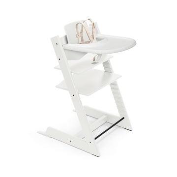 Tripp Trapp High Chair White with White Tray Signature Edition Includes Chair + Tray + Baby Set with Removable
