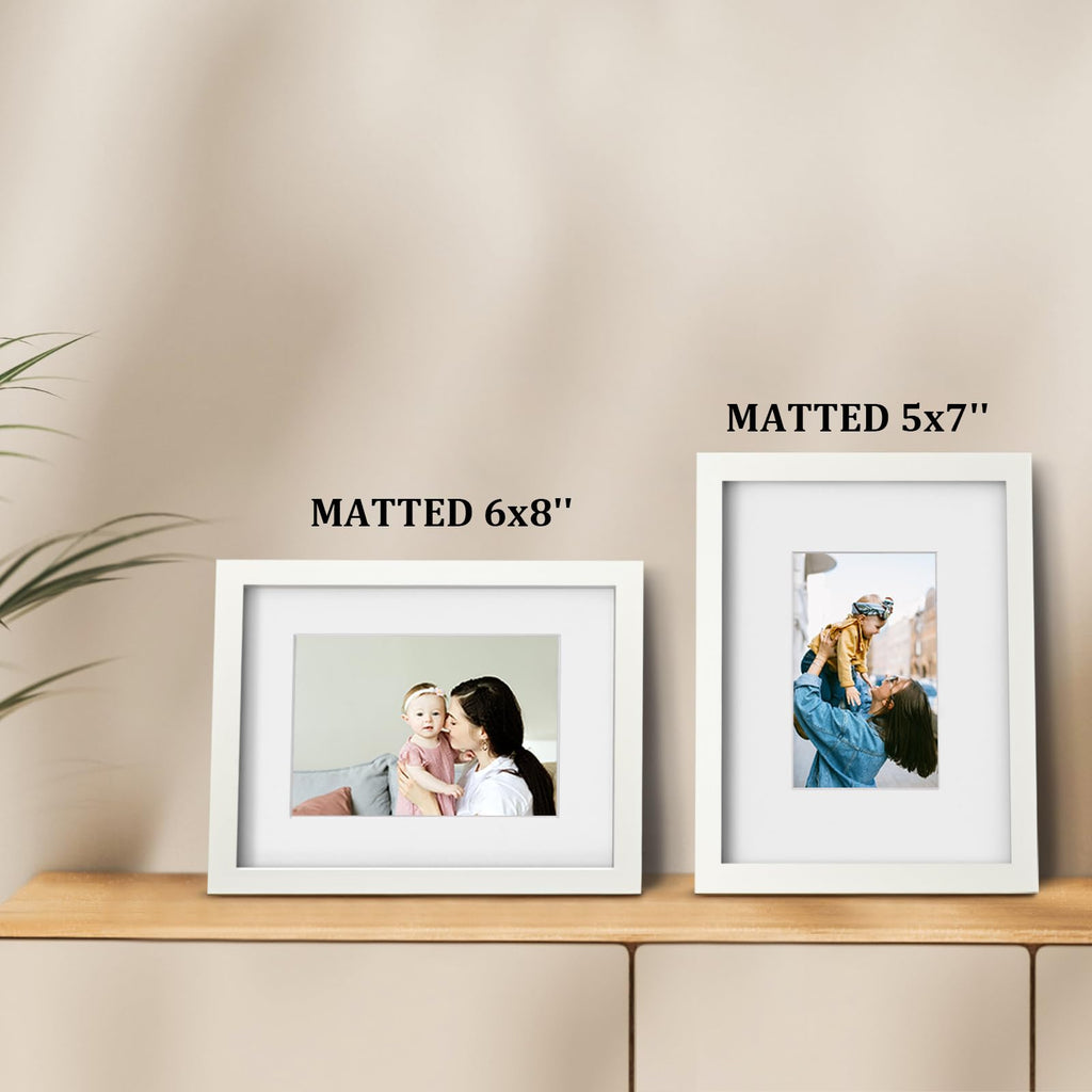 9x12 Picture Frames 4PCS Covered by Plexiglass, Wood Frames for Pictures 5x7/6x8 with Mat or 9x12 without Mat