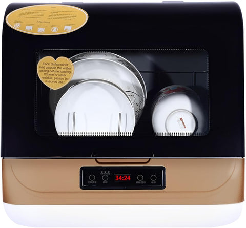 Countertop Dishwasher with 3 Washing Programs, Compact Dishwasher 360°Streak-Free Deep Cleaning