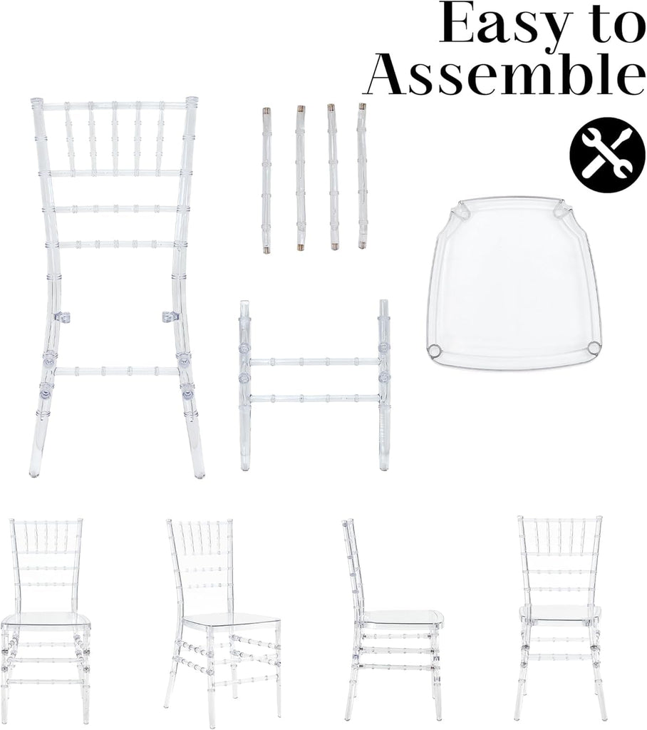 Clear Acrylic Ballroom Chairs, Modern Dining Chair Set of 12, Accent Event Ghost Chairs for Wedding Party Event