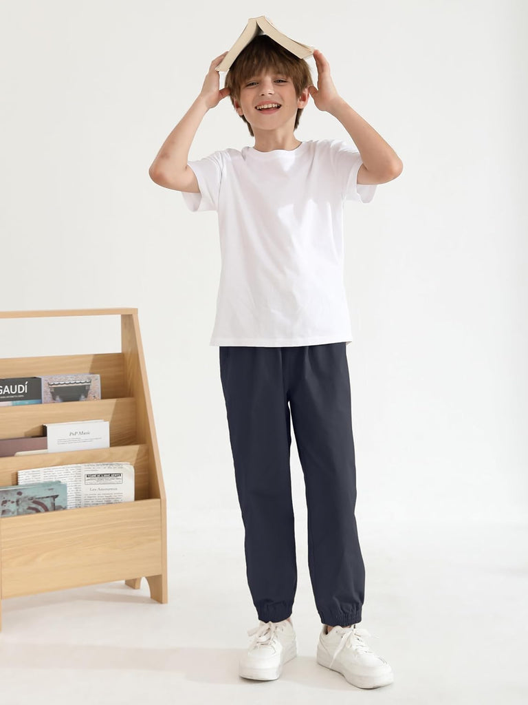 3 Pack Boys Pull On Jogger Pants Kids School Uniform Pants