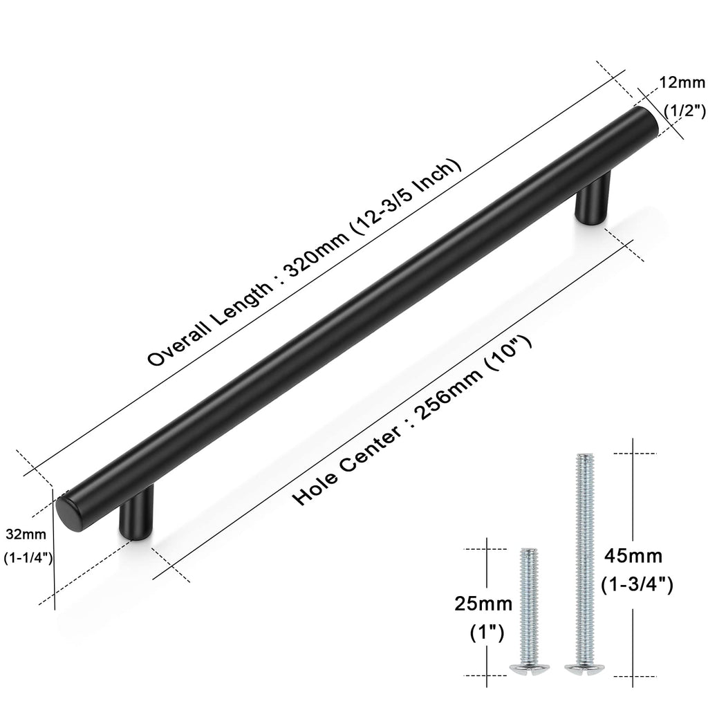5 Pack 10" Center to Center Black Modern Cabinet Pulls Stainless Steel Cabinet Hardware Bedroom Drawer Pull Kitchen