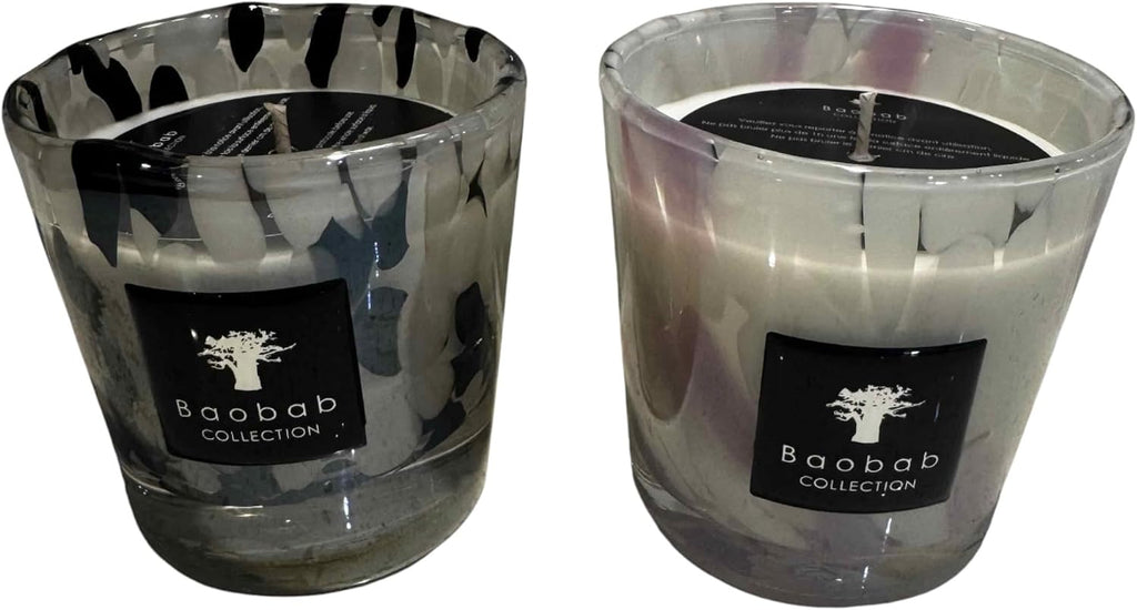 Black and White Pearls Luxury Scented Candle Gift Set, 2 Max 08 Candles in Gold and White Gift Box - Set of 2