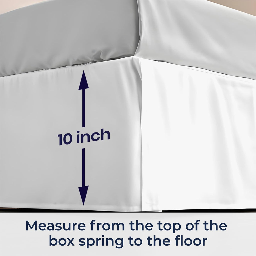 10 inch Drop Bed Skirt Cal King Size - Platform Style with Secure Fit, Classic Tailored Look, Elegant Pleated Style