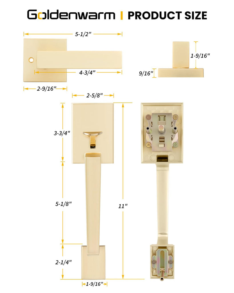Gold Front Door Handle, Modern Front Door Handle Only