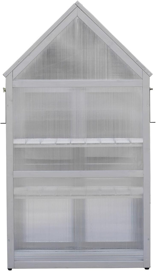 Wooden Mini Cold Frame Greenhouse for Outdoor with Adjustable Shelves, Opening Roof & Wall Mounts - Ideal , Balcony &