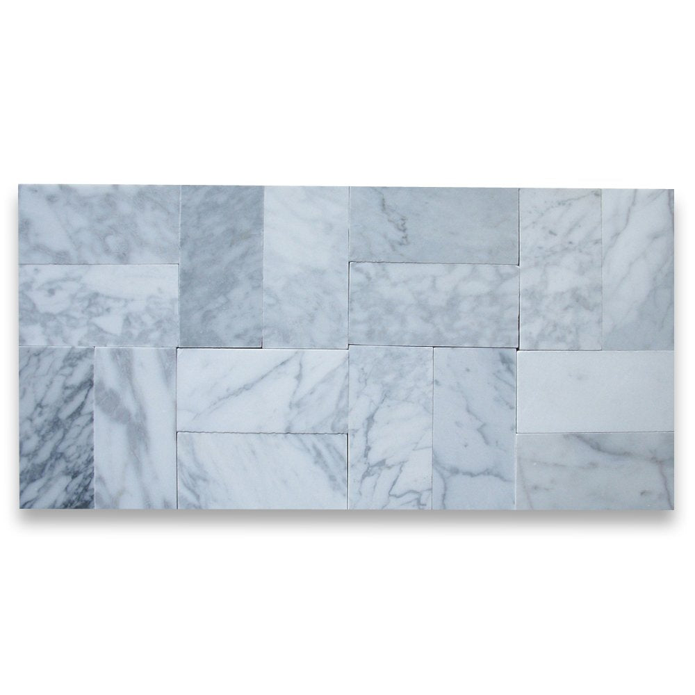 White Italian Carrera Marble Subway Tile 3 x 6 Honed
