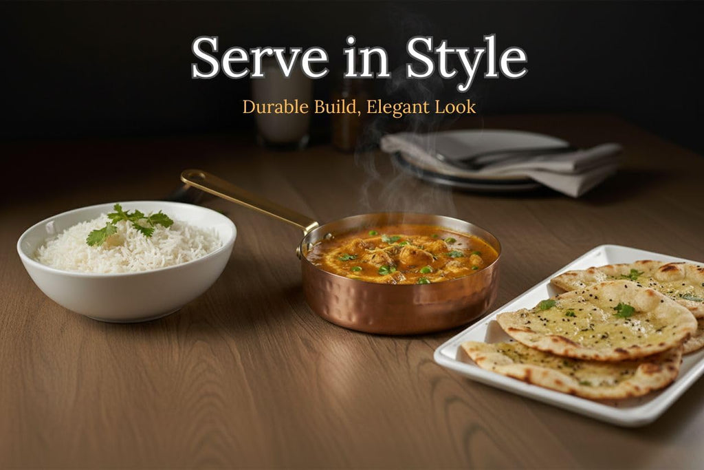 Stainless Steel Saucepan For Serving - Set of 2-100ml Each, Copper Finish