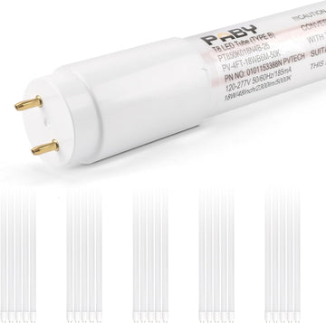 25 Pack T8 LED 4FT Type B Tube Light, 18W (40W Equivalent), 2300 Lumens, 5000K Daylight, Ballast Bypass, Single &