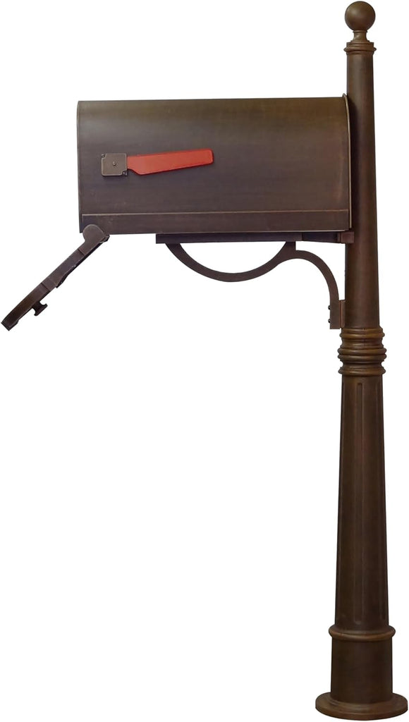 Savannah Curbside Mailbox with Ashland Post - Copper Mailbox with Aluminum Post