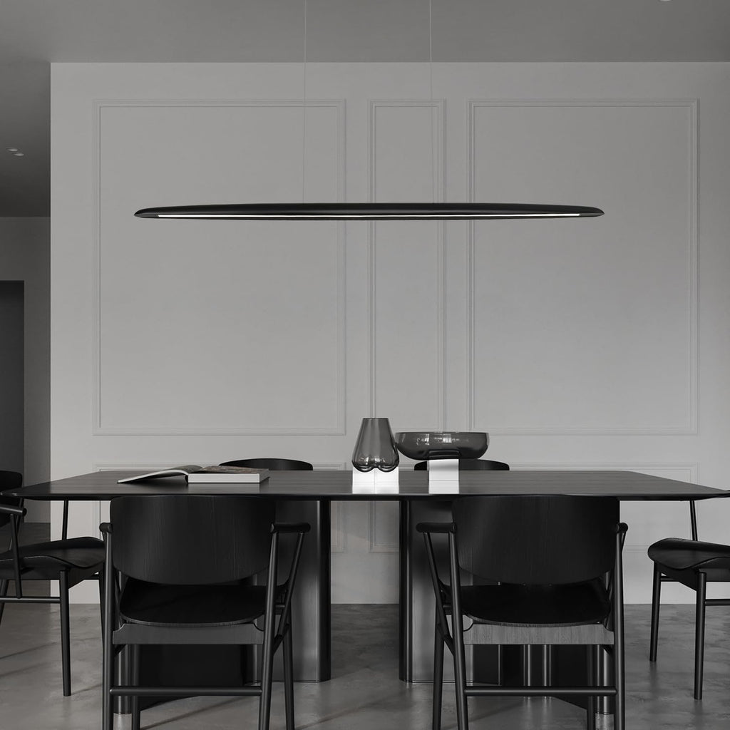 59inch Integrated Led Pendant Light 40w Dimmable Wood Black Linear Pendant Lighting Led Modern Island Light