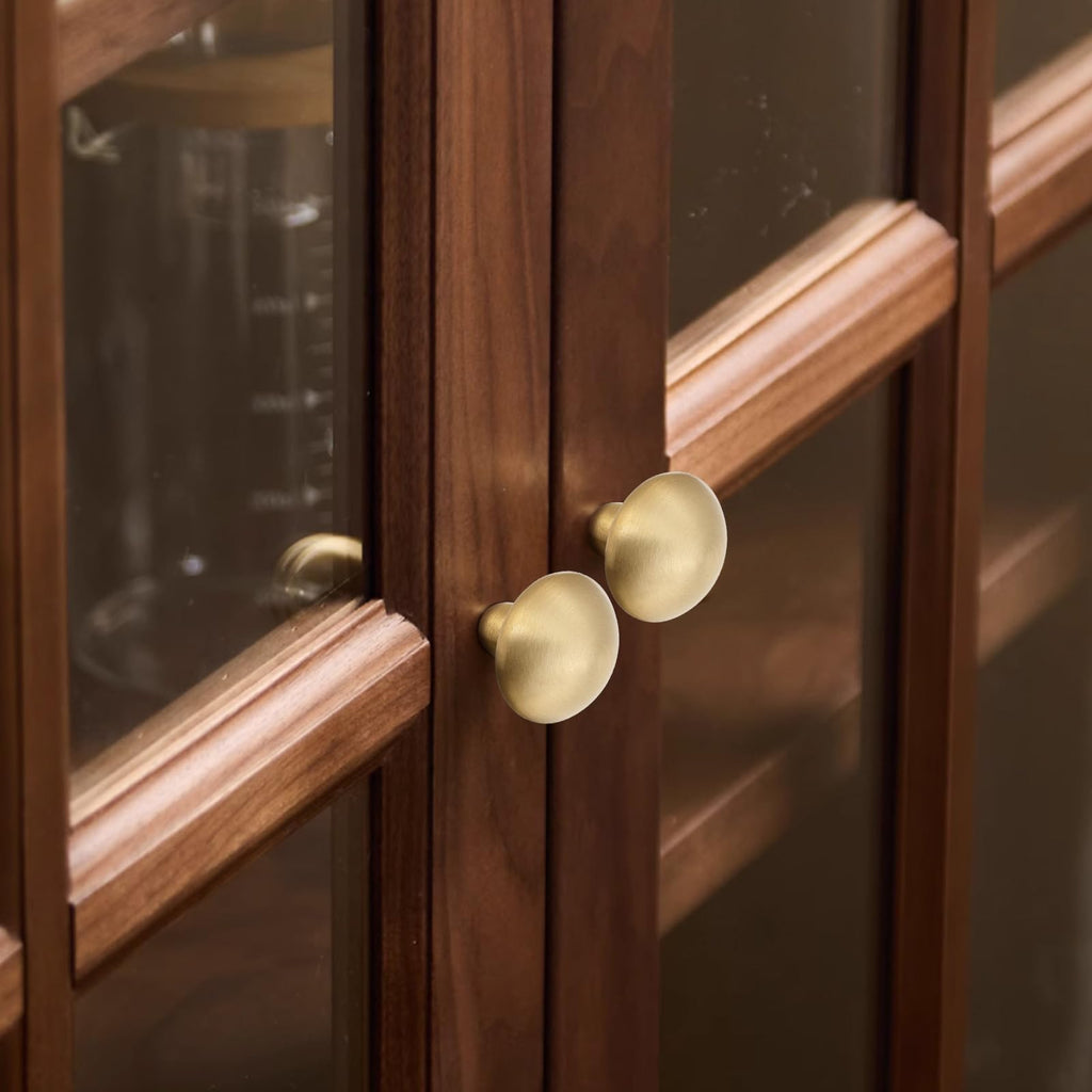 6Pack Solid Brass Cabinet Knobs Pulls Cabinet Drawer Dresser Gold Modern Handles Knobs(1.26"x1.18"/32mmx30mm) Brass