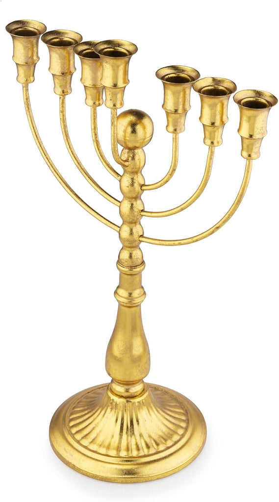 Hanukkah 7 Branch,Decorative Menorahs Candle Holder for Chanukah,7 Arm Candlestick Holder Ceremony Candlelight Set - Set of 3