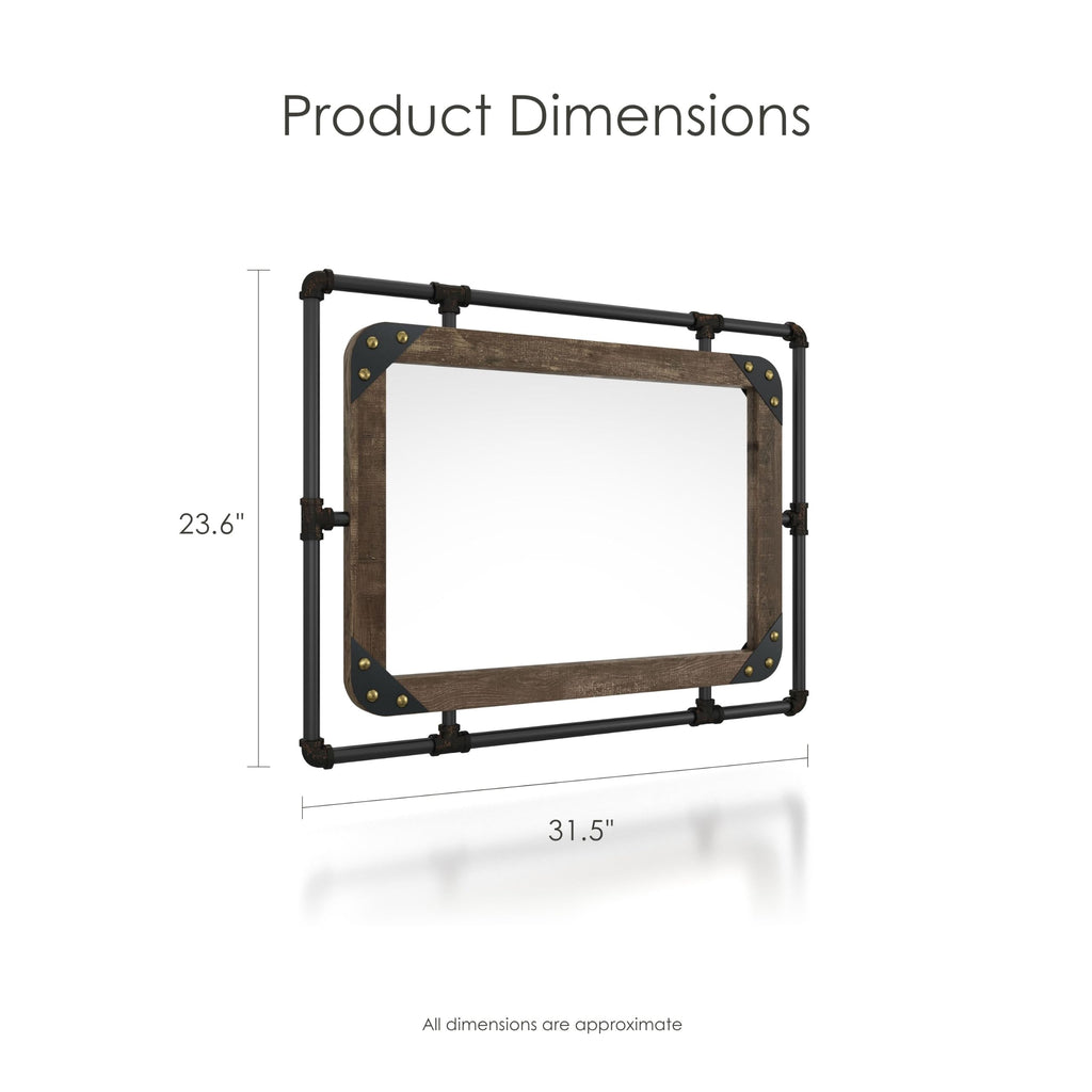 Marico Industrial 31.5-inch Wall Mirror, Natural