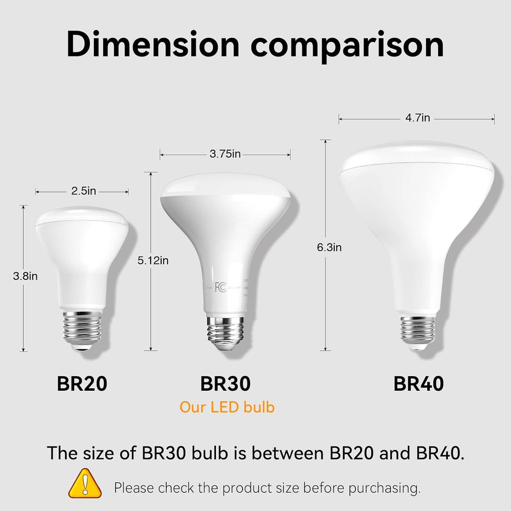 6 Pack BR30 Led Bulb 65W Equivalent, Dimmable LED Flood Light Indoor, E26 Base, 5000K Daylight, 9W, 800 LM, Recessed