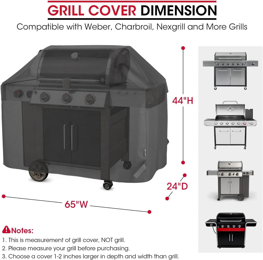 Heavy Duty Waterproof Barbecue Gas Grill Cover, 65-inch BBQ Cover, Special Fade and UV Resistant Material, Durable