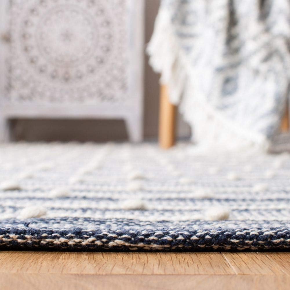 Striped Kilim Collection Navy / Blue STK513N Handmade Flatweave Cotton Area Rug