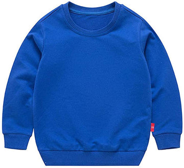 Unisex Kids Solid Cotton Thin Pullover Sweatshirt T-shirt Toddler Baby Crewneck Long Sleeve Tshirts Tops Blouse Royal