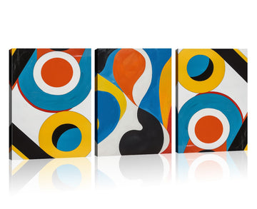 Abstract Wall Art 3 Piece Colorful Bauhaus Style Picture Modern Art Geometry Texture Painting Abstract Canvas Prints