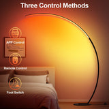 RGB Floor Lamp with 3 Color Temperatures, Ultra Bright 1800LM Smart Arc LED Floor Lamp with Remote Control, Music Sync