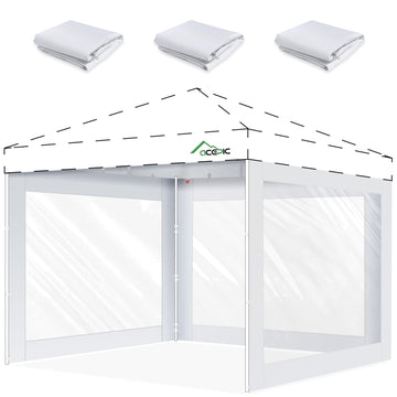 10x10ft Clear Sidewalls for Canopy, White(3PCS, No Frame or Top)