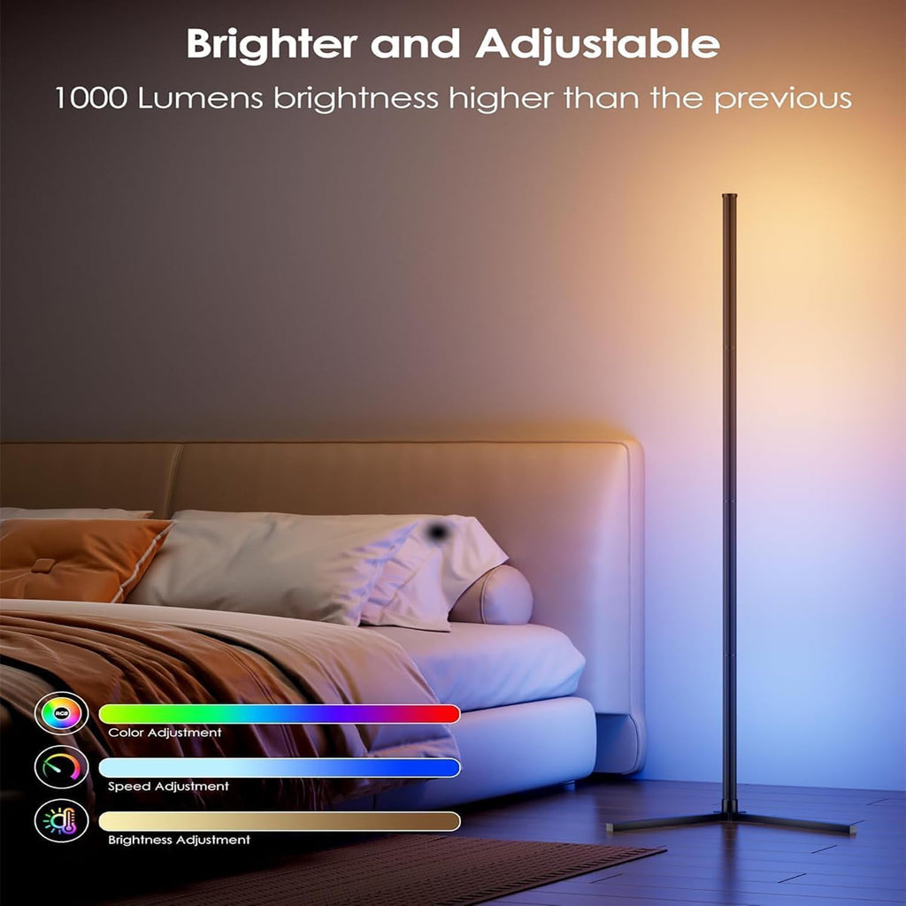 Corner Floor Lamp, LED Corner Lamp with Alexa & Google Home, App and Remote Control,16 Million DIY Colors & 68+