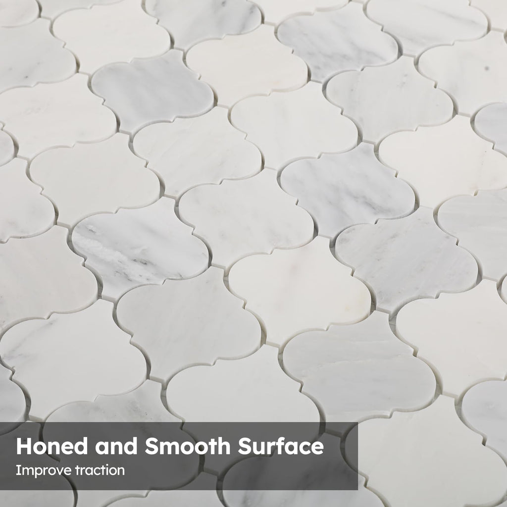 Natural Marble Mosaic Tile Honed, 3 Inch Arabesque, 5 Sheets
