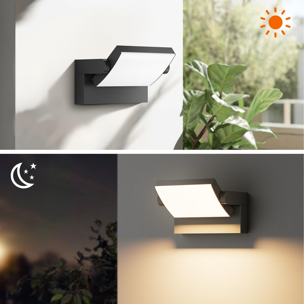 40W Modern LED Outdoor Wall Sconce, Black 3000K Exterior Porch Light