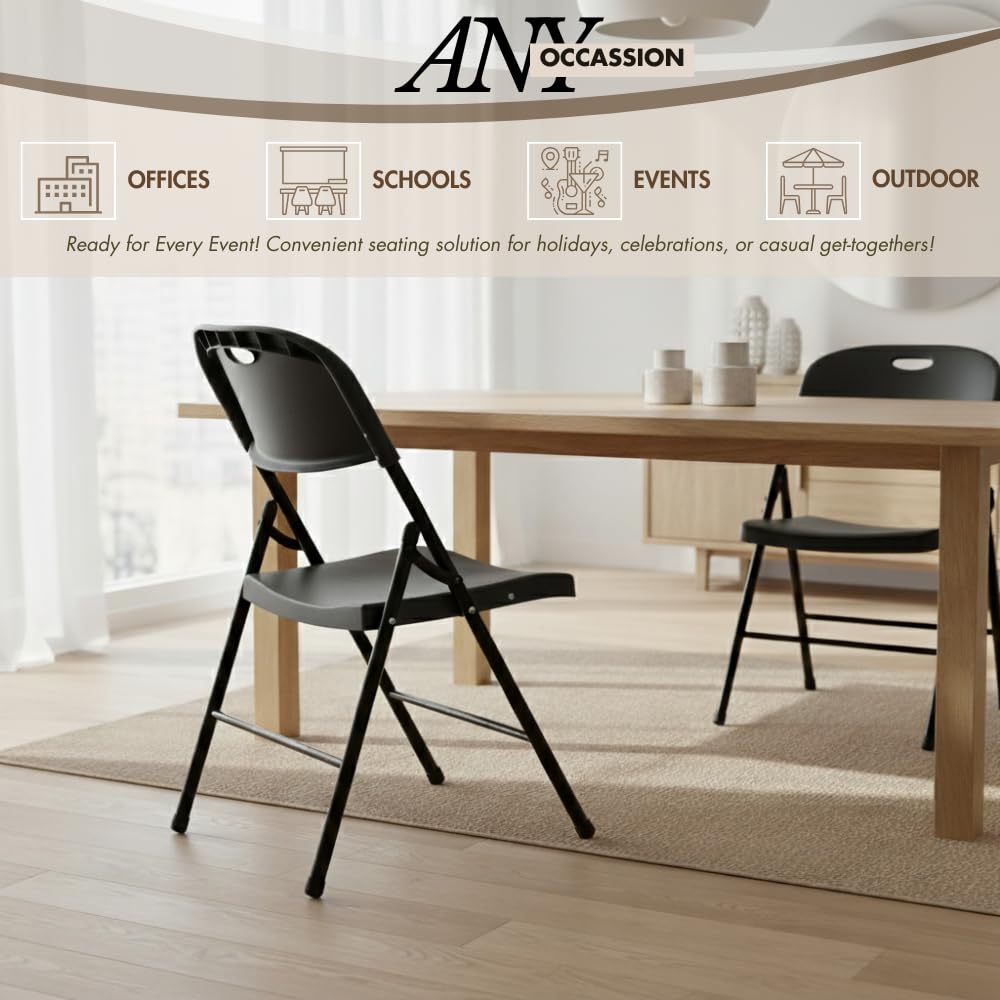 4-Pack Heavy Duty Plastic Folding Chair, 300 lbs Capacity Foldable Chairs for Indoor Outdoor, Stackable Portable
