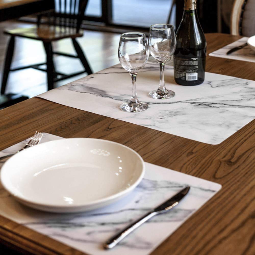 Marble Leather Placemats for Dining Table Waterproof Set of 4 Marble Decor Table Easy to Clean PU Place Mats for