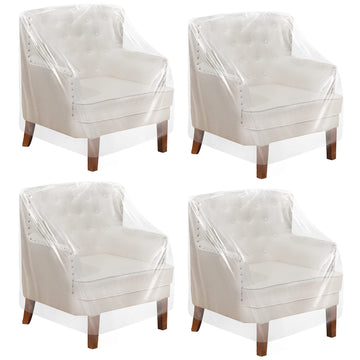 8 Pcs Outdoor Clear Plastic Chair Covers Waterproof Dust Proof