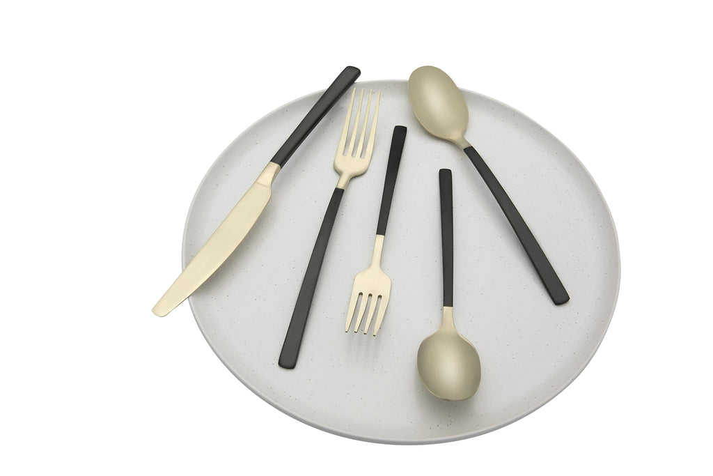 Silversmiths Beacon Flatware Set, 18/0 Stainless Steel, Dishwasher Safe, Flatware Collection, Black Champagne Satin