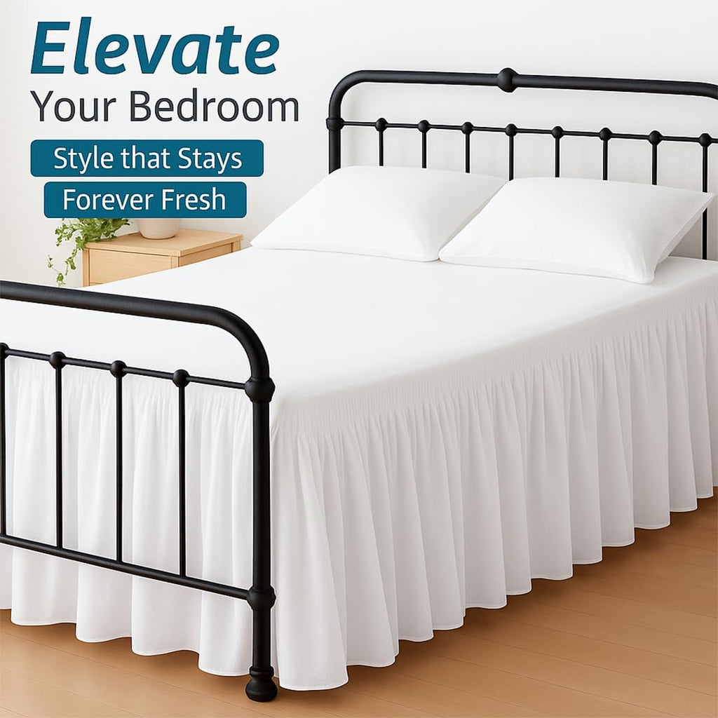 Ruffled Bed Skirt with Split Corners, Gathered Style, 100% Microfiber, 18-Inch Drop, Dust Ruffle Bedskirt with