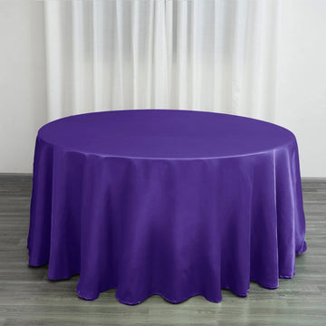 120 inch Purple Satin Round Tablecloth Table Cover Linens for Wedding Table Cloth Party Reception Events Kitchen