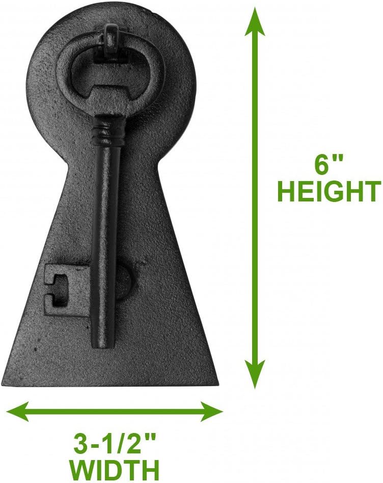 Door Knockers 6 in. Black Cast Iron Key Shaped Door Knocker with Mounting Hardware