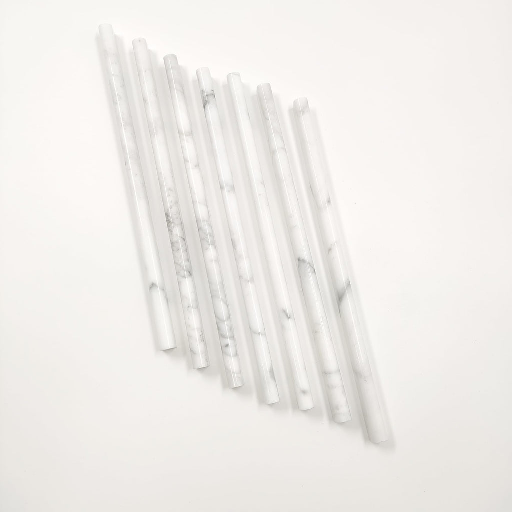 15 Pack 0.5"X12" Carrara White Marble Pencil Liner Tile, Polished Marble Tile Edge Trim Backsplash, Bathroom
