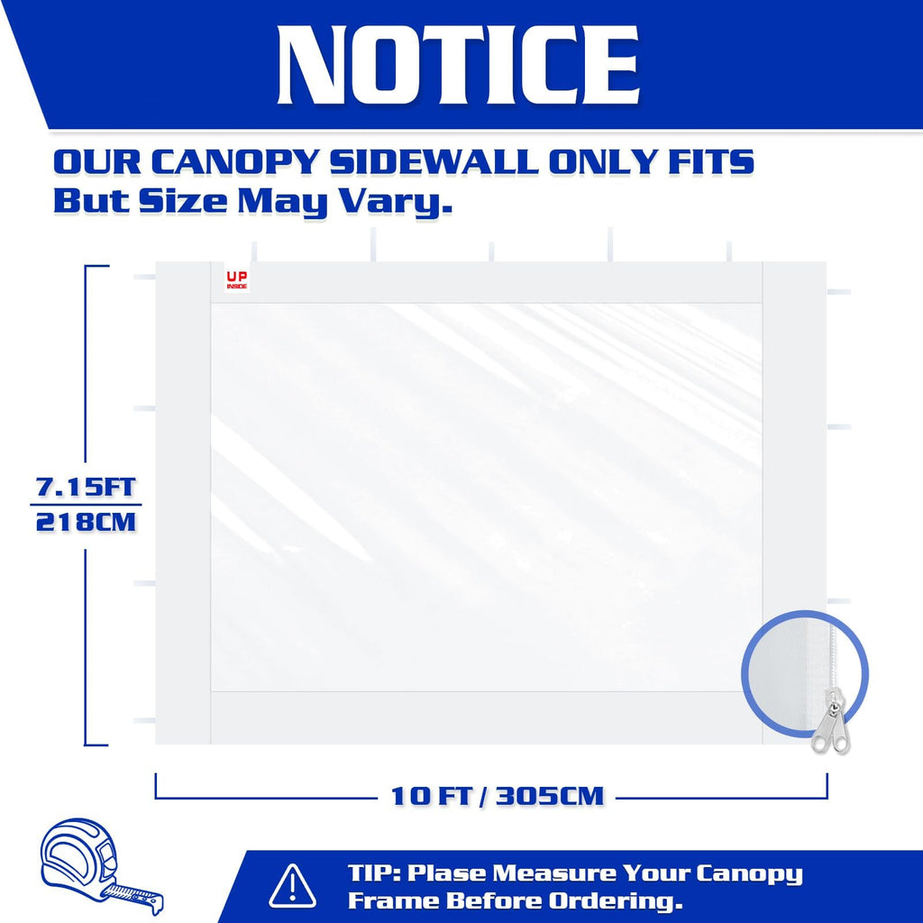 3Pcs Clear Sidewalls for 10x10 Pop Up Canopy, Black(Sidewalls only)