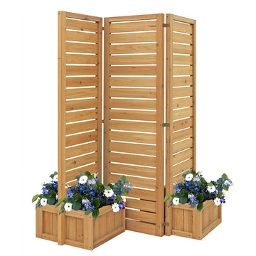 Fusion Privacy Planter Screen with 3 Panels and Planter Boxes, Cedar