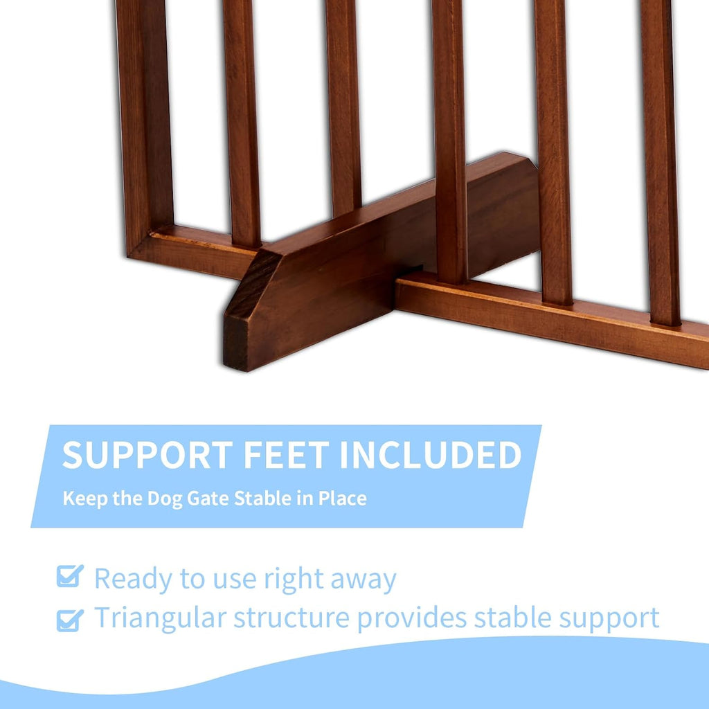 Dog Gates for Doorways, 4 Panels Pet Gate, Freestanding Dog Gate, Pet Barrier, Hinged Joints, 2 Support Feet