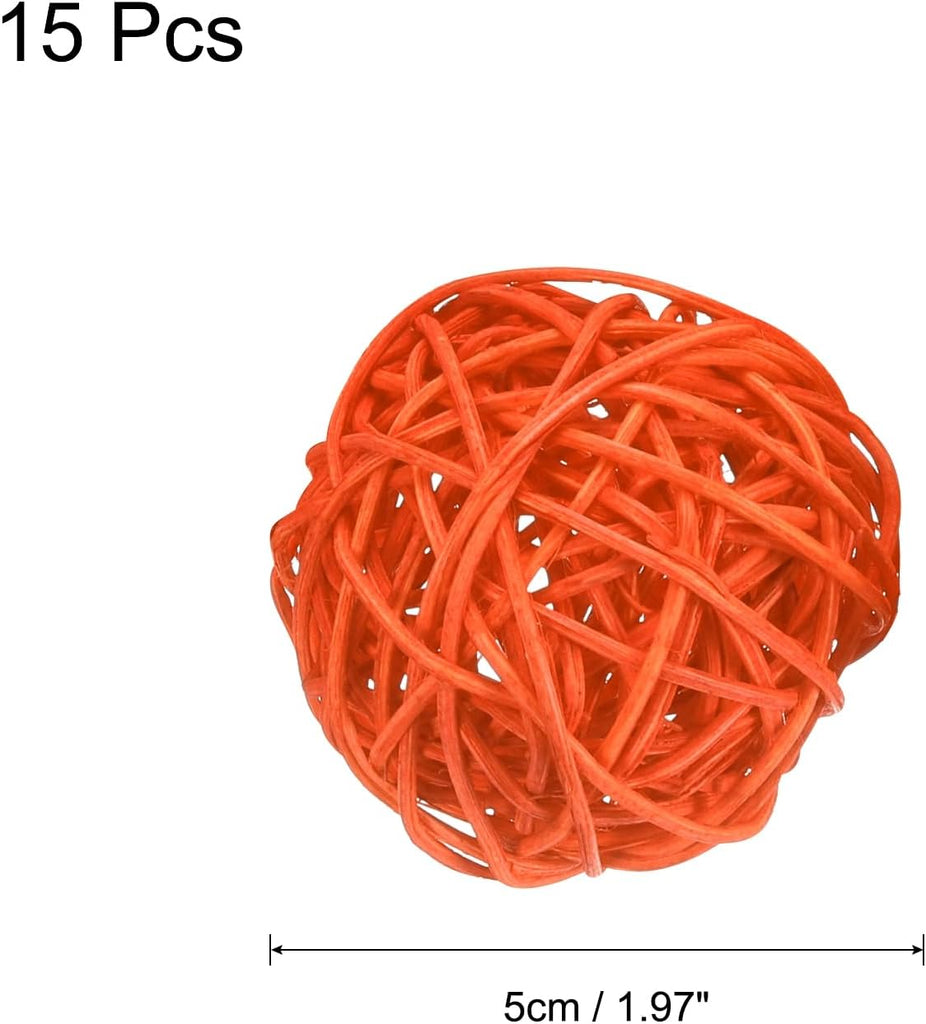 Wicker Rattan Balls, 2inch Wood Decorative Balls Vase Fillers for Centerpiece Bowl Orbs Fillers Tree Wedding - Set of 15